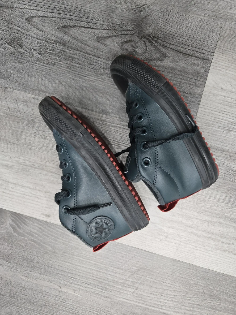 Converse Kids Black High-Top Sneakers with Red Heel Tab